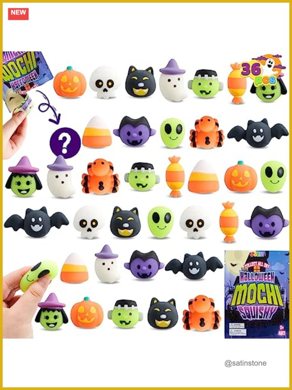 Set of 36 Halloween Mochi Squishy Toys Stress Relief Party Favors Blind Bags